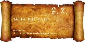 Halla Károly névjegykártya